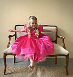 Дитяче рожеве нарядне плаття для дівчинки в стилі Барбі Barbie для 1,2,3,4,5,6,7,8,9,10 років, фото 6