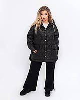 Невероятно стильная женская куртка. Женская куртка Плащевка Черный, 58-60