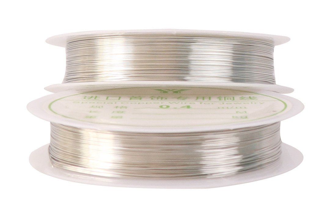 Дріт мідний для рукоділля, 0.4мм, 8м, срібло, фото 1