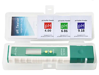 PH метр pH-2 Pro в пластиковом футляре с калибровочными растворами, с подсветкой, зелёный