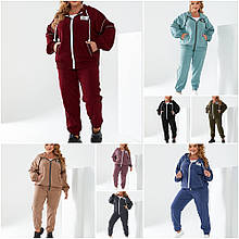 Жіночий спортивний костюм із вельвету кофта  на застібці з капюшоном + штани манжет розміри батал