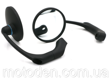 Дзеркала для мотоцикла HP-J001 чорні круглі універсальні (для різьблення 8 та 10мм), фото 1