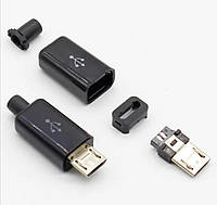 Штекер micro USB на провід у корпусі (пластик) чорний