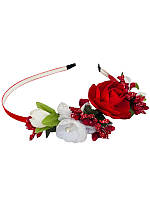 Обруч Весенний цвет красные и белые розы (Украинские венки, обручи, заколки)