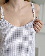 Комплект халат і сорочка у пологовий (чорний/білий у горошок), фото 5