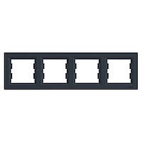 Рамка чотиримісна горизонтальна Schneider Electric Asfora антрацит