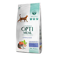 OPTIMEAL (Оптимил) сухой корм для стерилизованных кошек и кастрированных котов, с лососем 1.5 кг