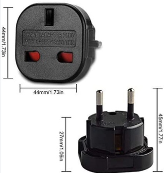 Перехідник мережевий UK 3 pin to EU 2 pin Travel Adaptor, чорний (KG-9703)