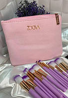 Добрі пензлі під макіяж для візажиста, базовий набір натуральних пензликів для рум'ян, очей, тіней ZOEVA Pink