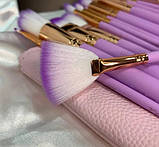 Добрі пензлі під макіяж для візажиста, базовий набір натуральних пензликів для рум'ян, очей, тіней ZOEVA Pink, фото 7
