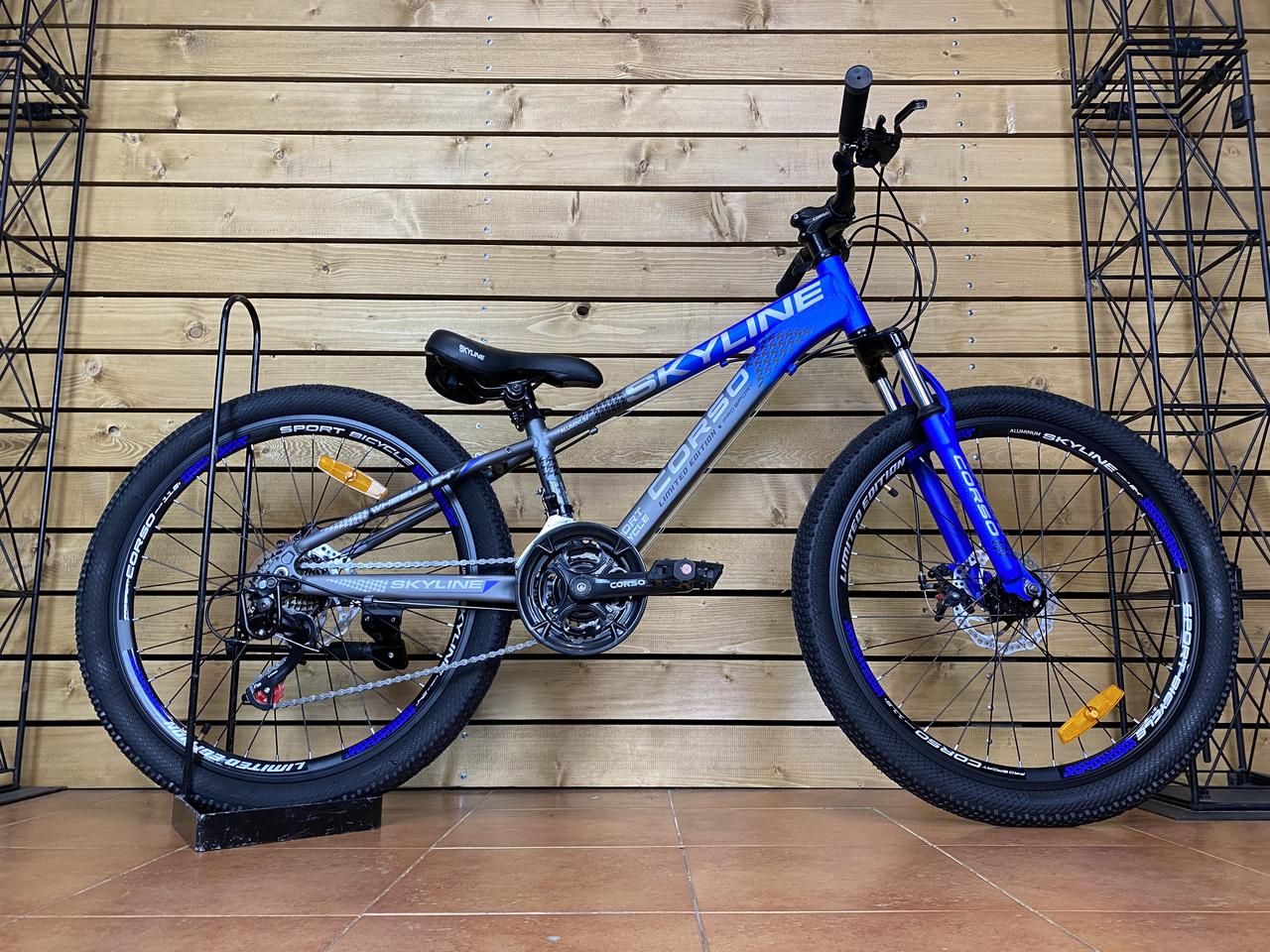 Підлітковий спортивний велосипед 24" Corso SkyLine SL- 24213 сіро-синій на зріст 120-135 см