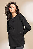 Базовий лонгслів для вагітних та годування ERICA NR-33.021 чорний, фото 3