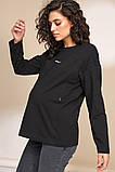 Базовий лонгслів для вагітних та годування ERICA NR-33.021 чорний, фото 2