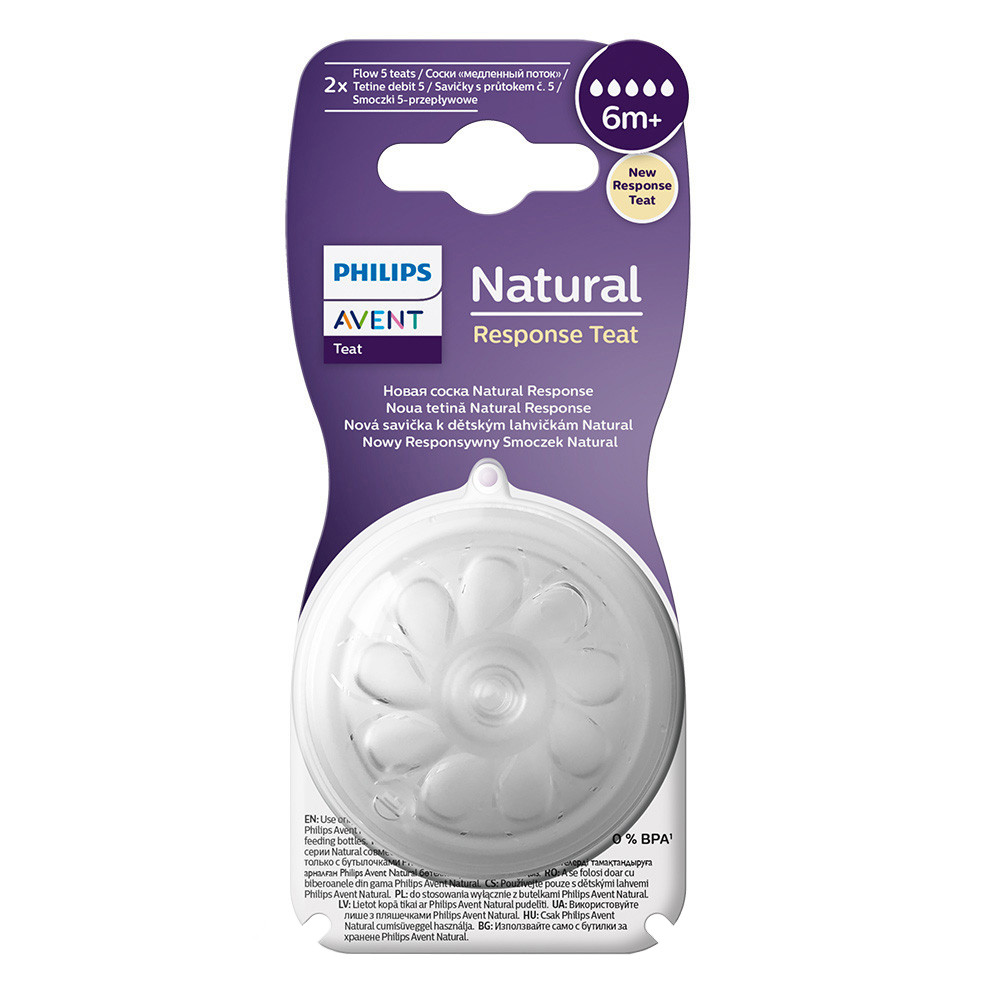 Силіконова соска швидкий потік 6m+ Philips Avent Natural 2 шт (8710103985150)