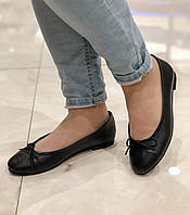 Женские черные балетки кожаные повседневные туфли на низком ходу 652 Mario Muzi 2953 37, Черный