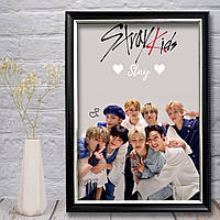 Плакат постер K-Pop Stray Kids в рамке / Стрэй кидс. Стрей Кидс постер, картина