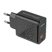 Адаптер питания для телефона Grand-X CH-880 Black (1xUSB 3А + Type C Fast Сharge)