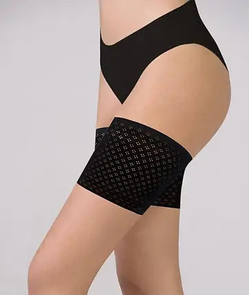Бандажки бандалетки на стегна стрічки на ногу від натирання дихаючі з перфорацією SHATO чорний, фото 2