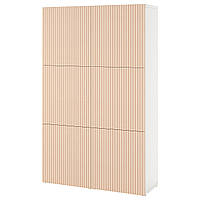 Комбинация для хранения с дверцами IKEA БЕСТО, белый, Березы Björköviken, облицованные шпоном, 120x42x193 см,