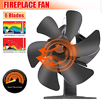 Вентилятор Пельтьє для буржуйки, каміна, печі. 6 лопатей. Діаметр 16 см. З термометром