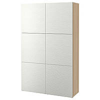 Комбинация для хранения с дверцами IKEA БЕСТО, имитация беленого дуба, Лаксвикен белый, 120x42x193 см,