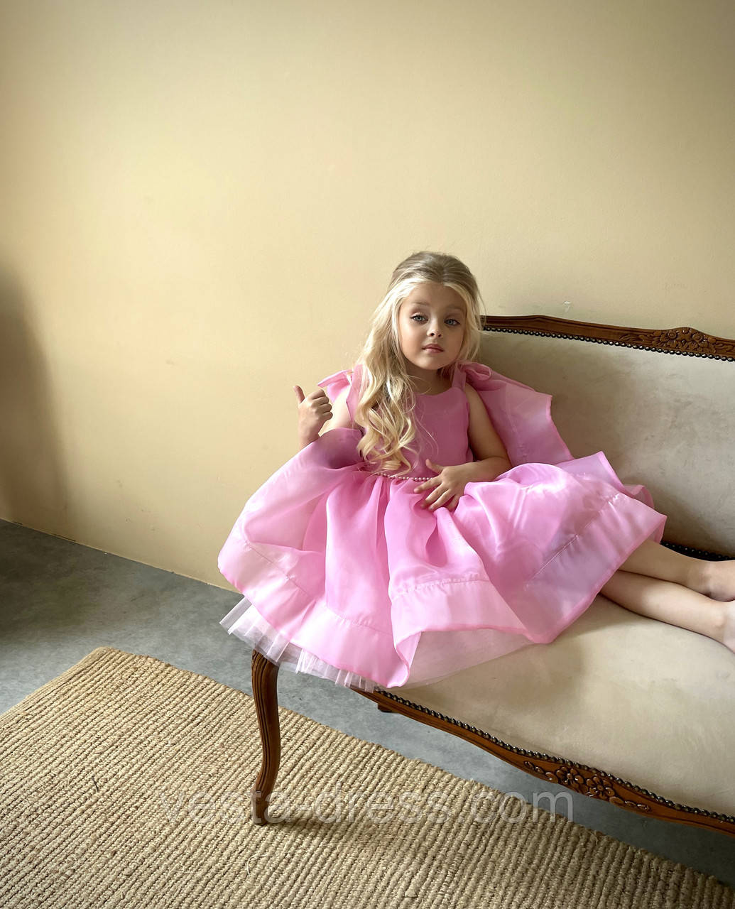 Дитяче рожеве нарядне плаття для дівчинки в стилі Барбі Barbie для 1,2,3,4,5,6,7,8,9,10 років - фото 7 - id-p1931211420