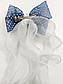Святковий бант шпилька на дівчинку, колір білий з синим, фото 4