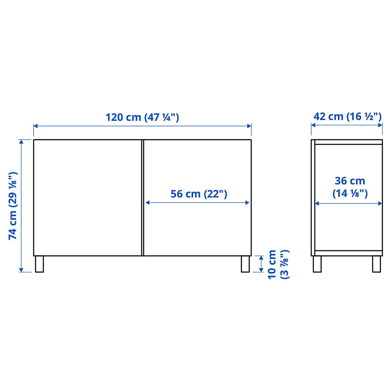 Комбинация с дверцами IKEA BESTÅ Стаббарп темно-серый, 120x40x74 см 994.243.97 - фото 4 - id-p1931175012