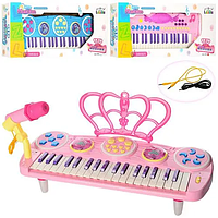Детский синтезатор-пианино на ножках с микрофоном 37 клавиш MP3 Работает от сети 2 цвета