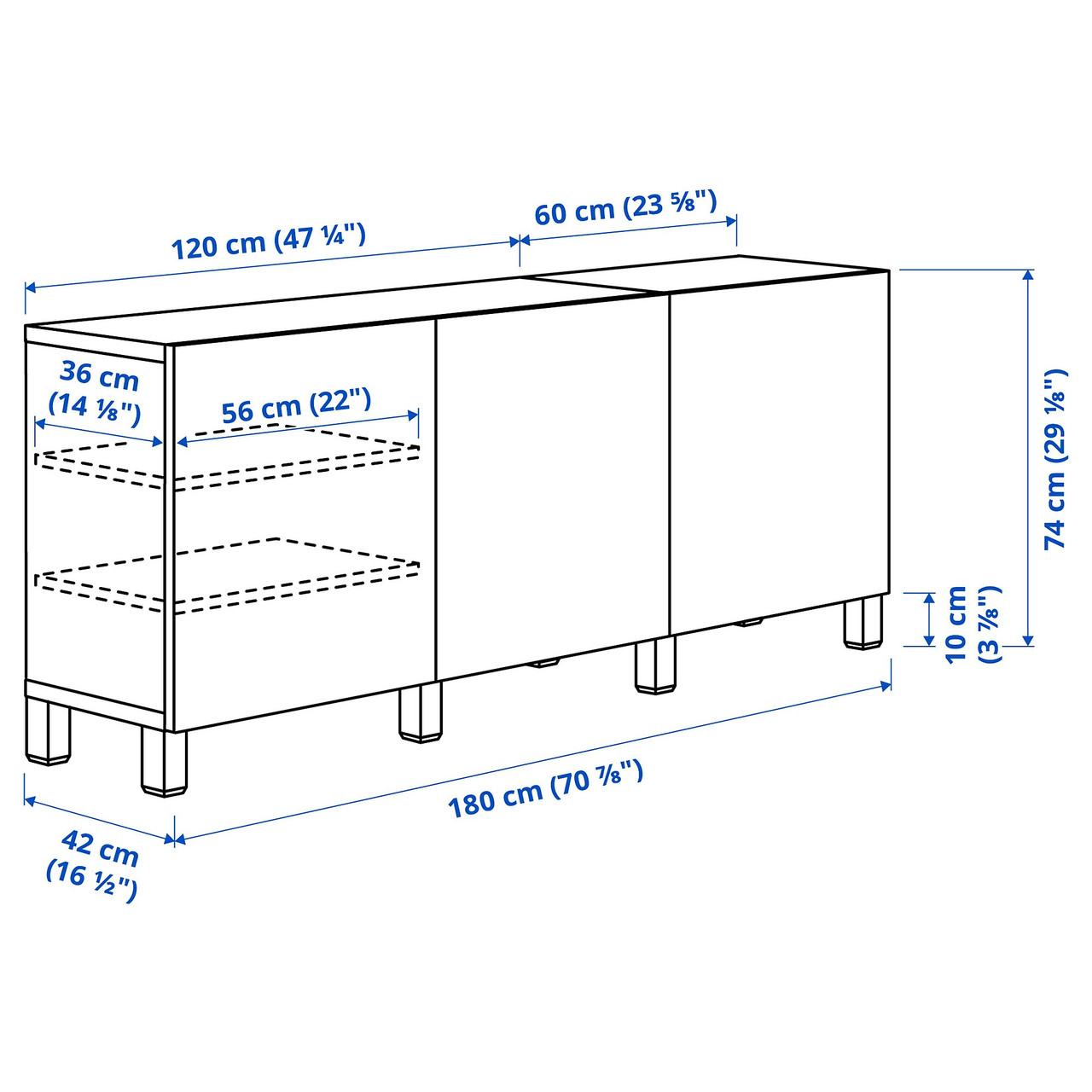 Комбинация для хранения с дверцами IKEA БЕСТО, белый Сельсвикен, 094.217.32 - фото 6 - id-p1931175346