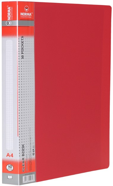 Папка з  60 файлами A4 "Norma"  650/25мкн PР, черв, 5029-01N, шт, фото 1