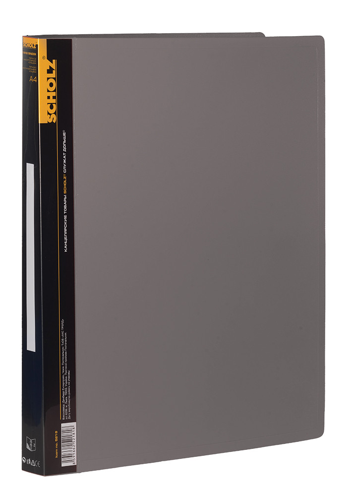 Папка на 2 кільця A4 "Scholz" 5218 + кишеня 2,5см 700мкн сіра , шт, фото 1