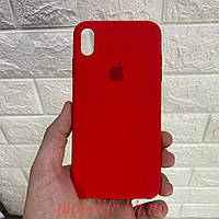 Чехол Silicon case iPhone XS Max red ( Силиконовый чехол iPhone XS Max с микрофиброй )