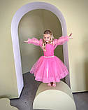 Дитяче рожеве нарядне плаття для дівчинки в стилі Барбі Barbie для 1,2,3,4,5,6,7,8,9,10 років, фото 9