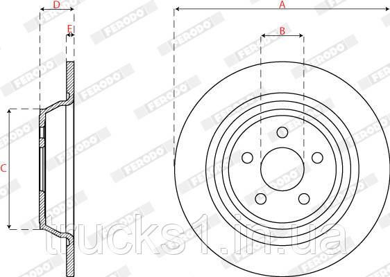 Диск гальмівний Ford S-MAX, Galaxy, EDGE 2015- DDF2821C (FERODO), фото 1