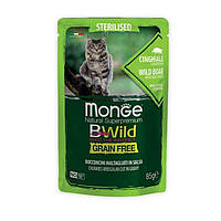 Monge BWild Wet Wild Boar Sterilized Cat Корм из дикого кабана для стерилизованных кошек (кусочки в соусе) 85г