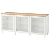 Комбинация для хранения с дверцами IKEA БЕСТО, белый, ОСТВИК, Кабарп белое прозрачное стекло, 180x42x76 см,
