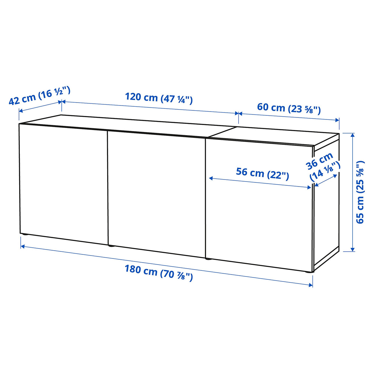 Комбинация для хранения с дверцами IKEA БЕСТО, белый, Сельсвикен глянец, белый, 180x42x65 см, 293.249.90 - фото 5 - id-p1931171034