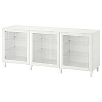 Комбинация для хранения с дверцами IKEA IKEA БЕСТО, белый, ОСТВИК, Кабарп белое прозрачное стекло, 180x42x74