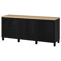 Комбинация для хранения с дверцами IKEA БЕСТО, черный, СИНДВИК, Черный Стаббарп, 180x42x76 см, 694.190.76