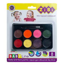 Фарби для гриму обличчя та тіла на водній основі 8 кольорів BABY Line Zibi ZB.6567