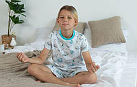 Детская пижама для мальчика с планетами из материала кулир р. 104-170 158