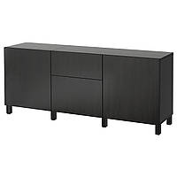 Комбинация для хранения с ящиками IKEA БЕСТО, черно-коричневый, ЛАППВИКЕН, Черно-коричневый упрямец, 180x42x74