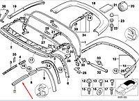 Направляющая стекла передняя левая складной верх BMW Z3 E36 BMW 54318397657