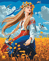Картина по номерам Девушка в вышиванке. Украинский сюжет 40*50 см Оригами LW 31530