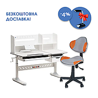 Парта-трансформер Fundesk Fiore II Grey + дитячий стілець FunDesk LST3 Orange