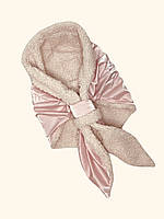 Двухсторонний женский капюшон барашек, косынка теплая розовая