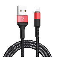 Кабель HOCO USB Lightning 2A 1m Black-Red (X26)