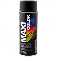 Краска-эмаль черная матовая 400мл универсальная декоративная MAXI COLOR ( ) MX9005M-MAXI COLOR
