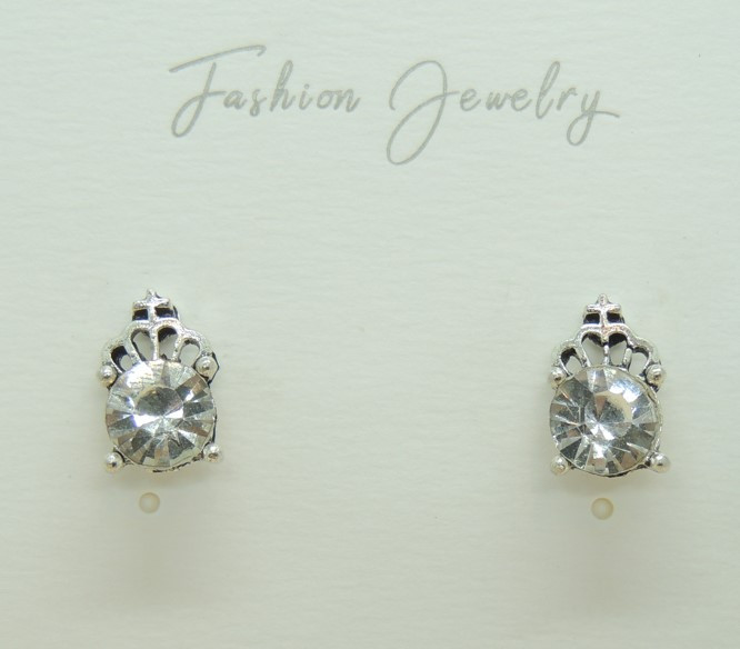 Сережки Liresmina Jewelry сережки гвоздики (пусети) Корона Імператриця 1.2 см сріблясті